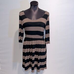 I. Ner Brown & Black Striped Scoopneck dress!